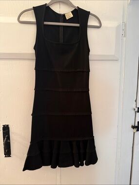 Torn by Ronny Kobo Black Sleeveless Tiered Ruffle Hem Dress